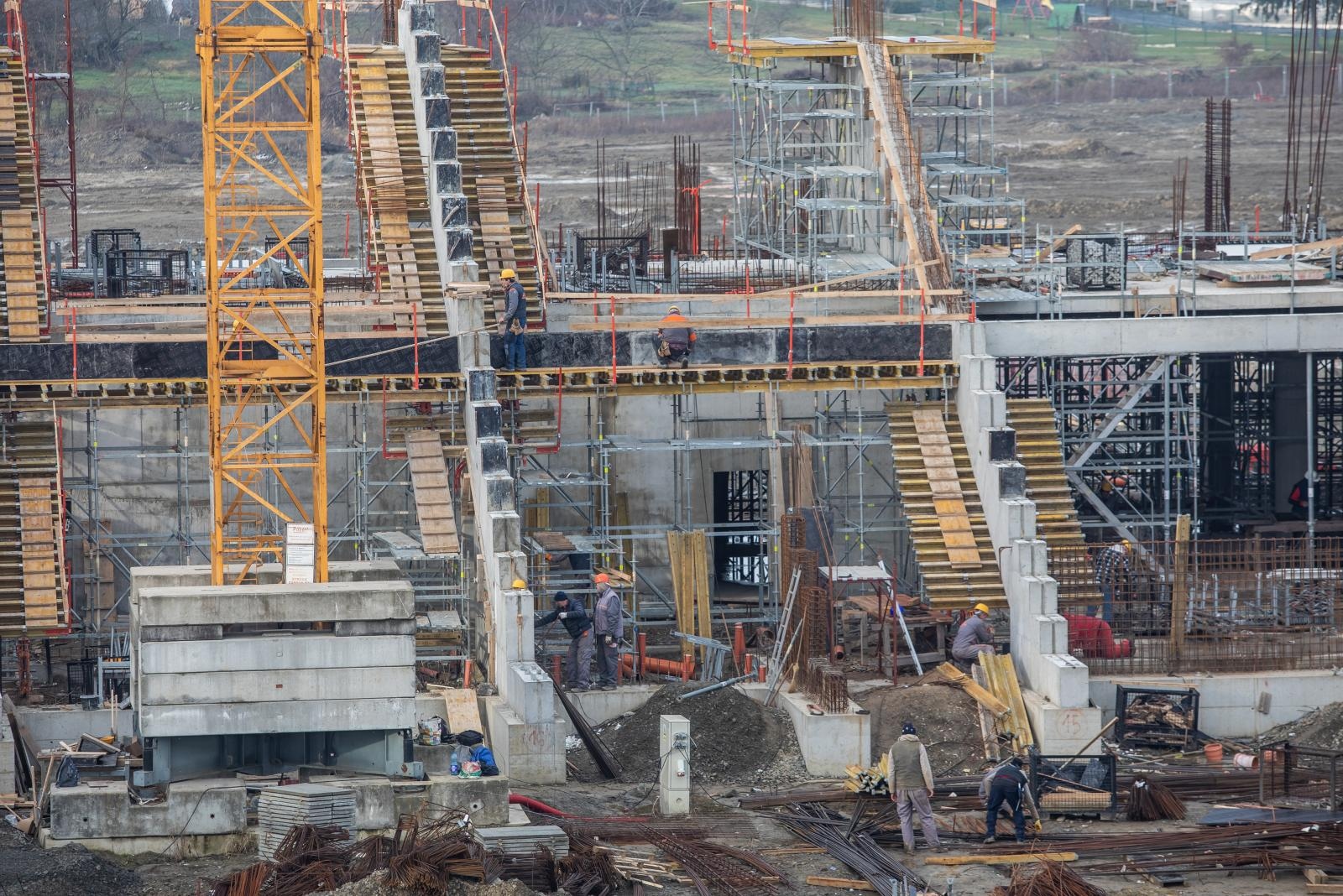 Radovi na izgradnji stadiona Pampas, siječanj 2021.