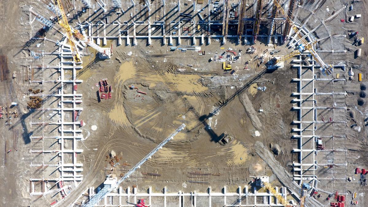 Pogled iz zraka na gradilište novog osječkog stadiona