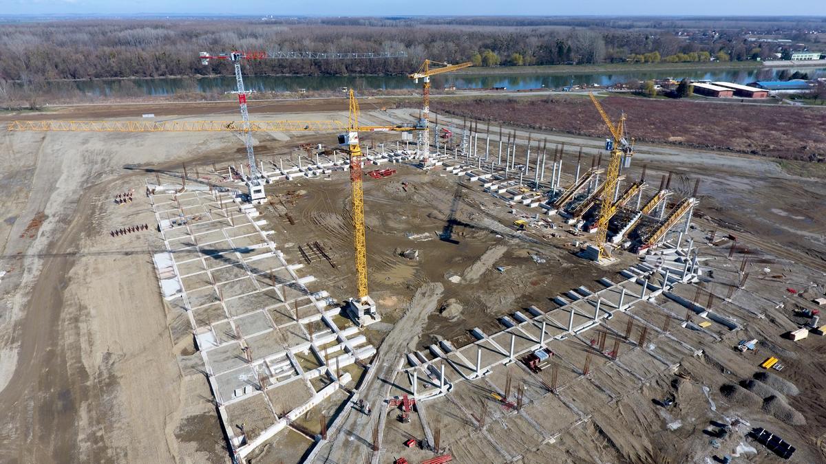 Pogled iz zraka na gradilište novog osječkog stadiona