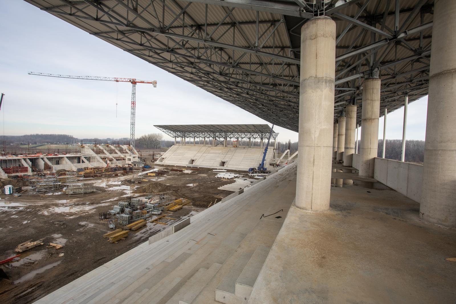 Radovi na izgradnji stadiona Pampas, siječanj 2021.