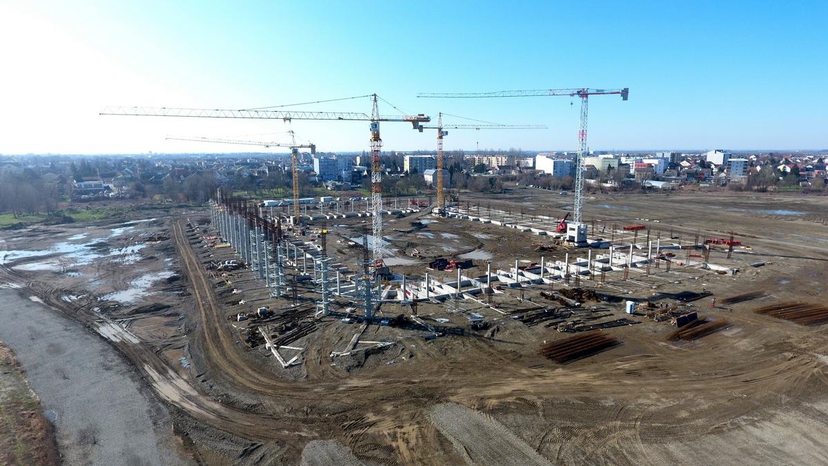Pogled iz zraka na gradilište novog osječkog stadiona