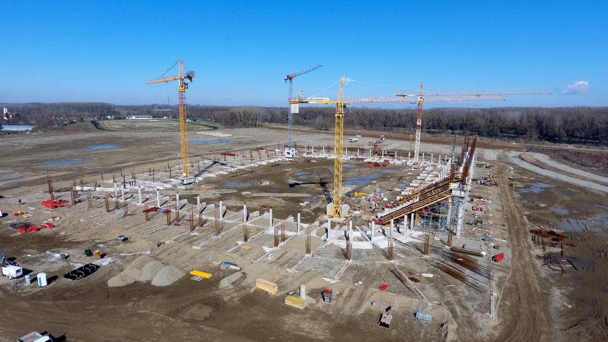 Pogled iz zraka na gradilište novog osječkog stadiona