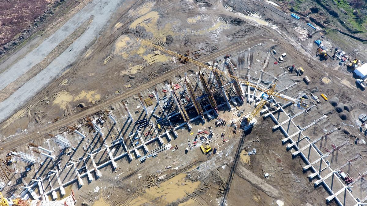Pogled iz zraka na gradilište novog osječkog stadiona