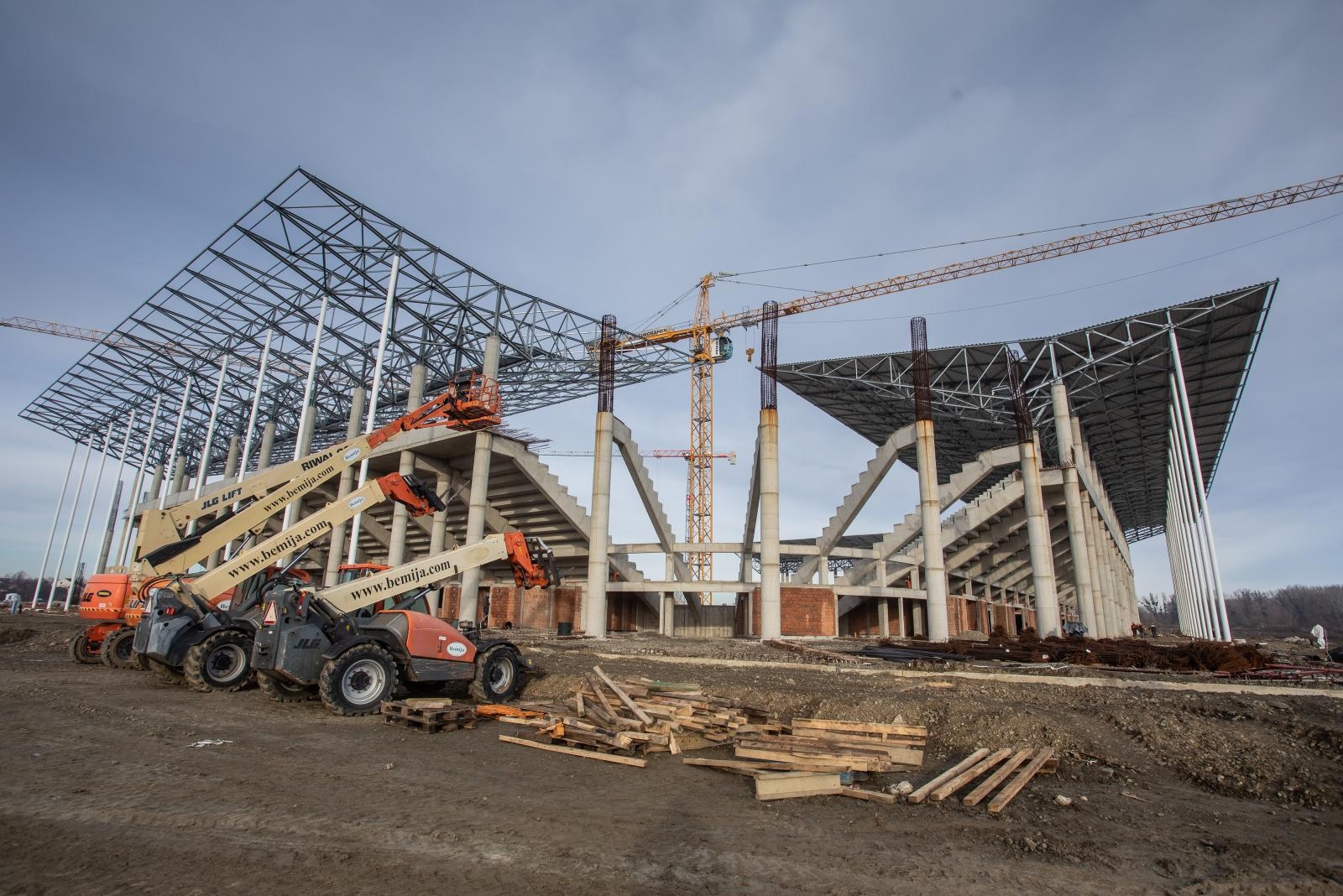 Radovi na izgradnji stadiona Pampas, siječanj 2021.