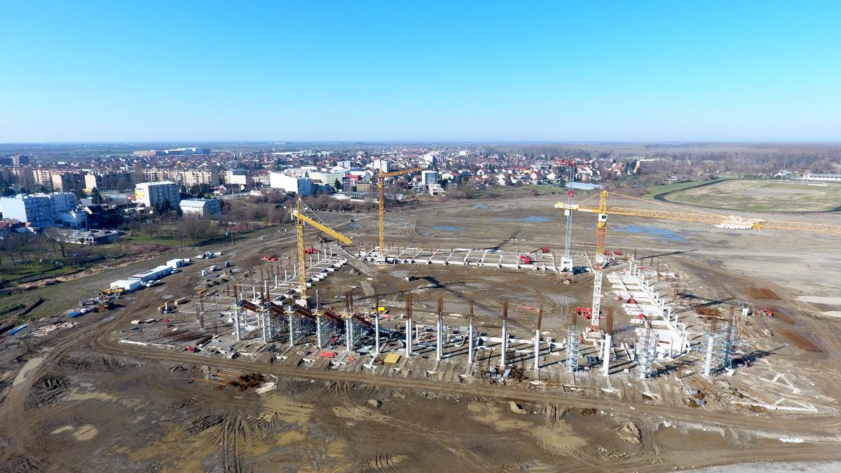 Pogled iz zraka na gradilište novog osječkog stadiona
