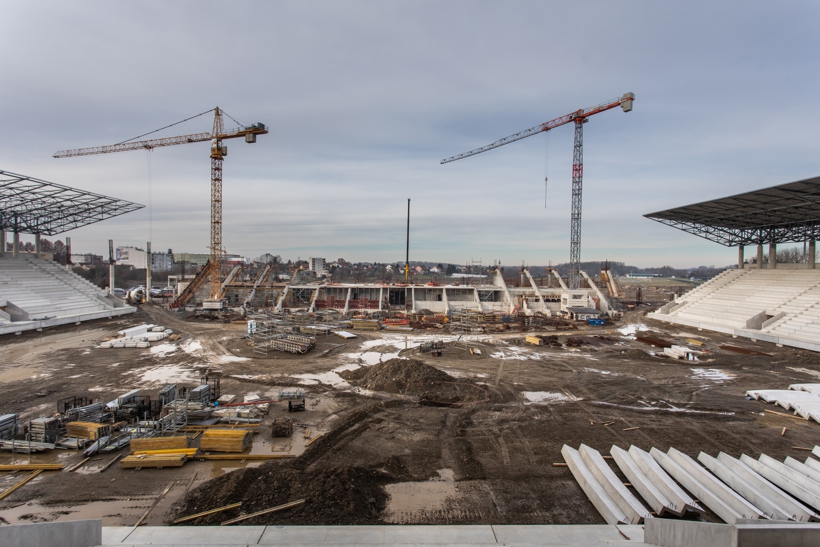 Radovi na izgradnji stadiona Pampas, siječanj 2021.