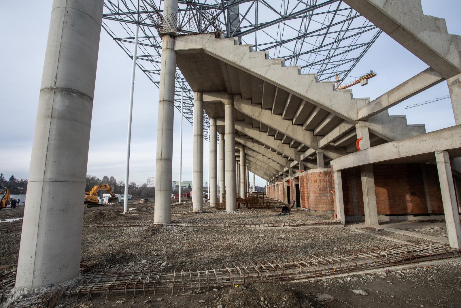 Radovi na izgradnji stadiona Pampas, siječanj 2021.