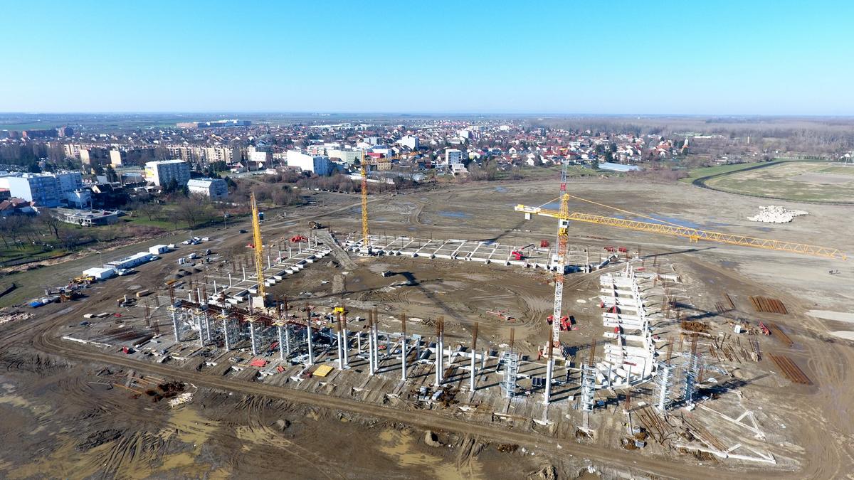 Pogled iz zraka na gradilište novog osječkog stadiona