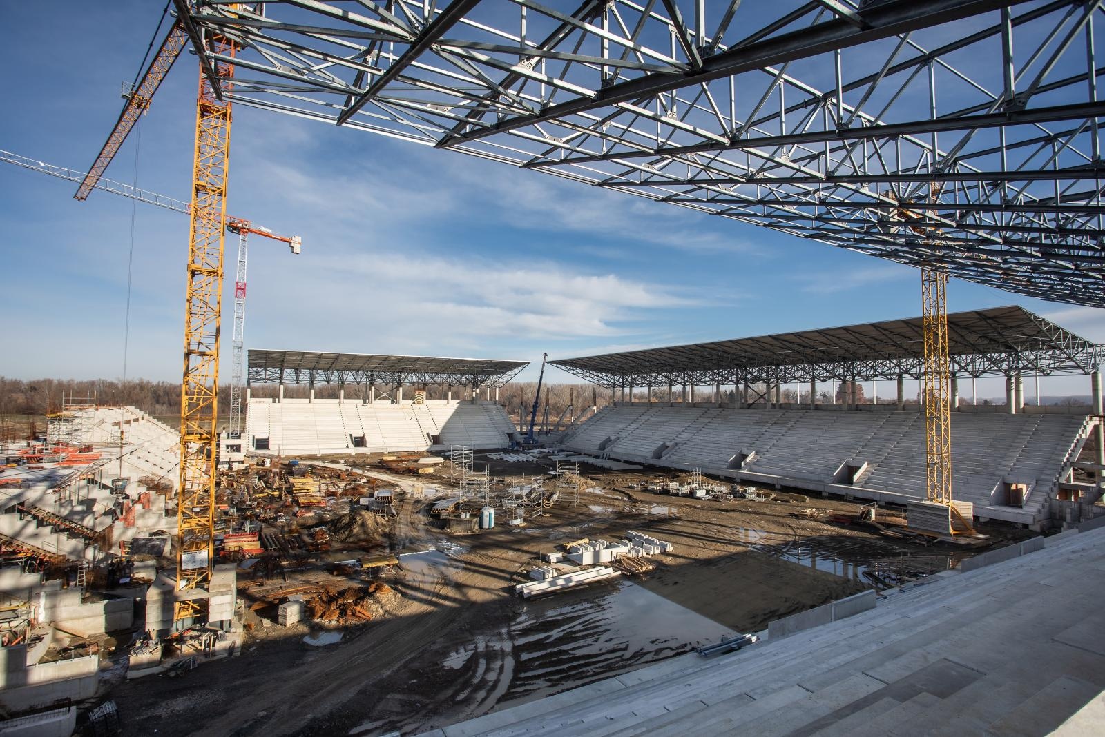 Radovi na izgradnji stadiona Pampas, siječanj 2021.