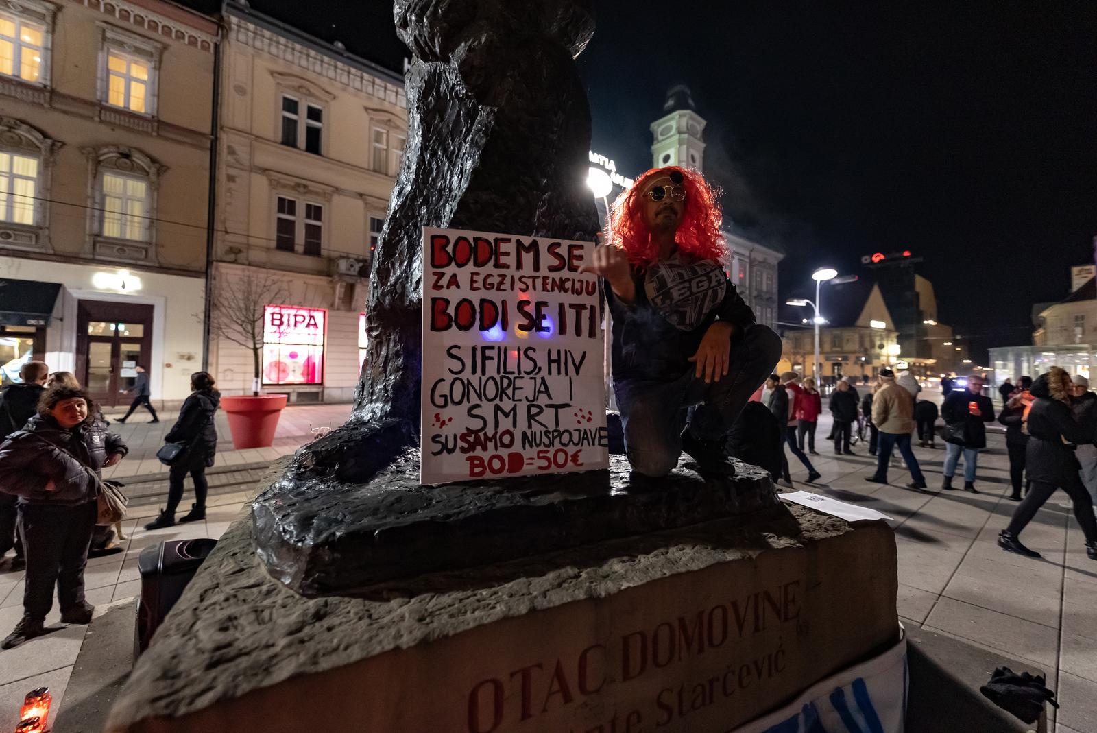 Prosvjed protiv korona mjera u Osijeku
