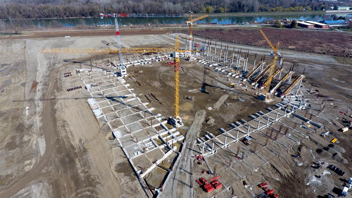 Pogled iz zraka na gradilište novog osječkog stadiona