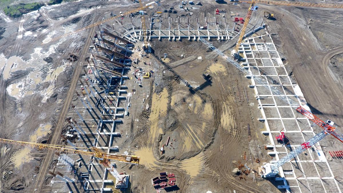 Pogled iz zraka na gradilište novog osječkog stadiona