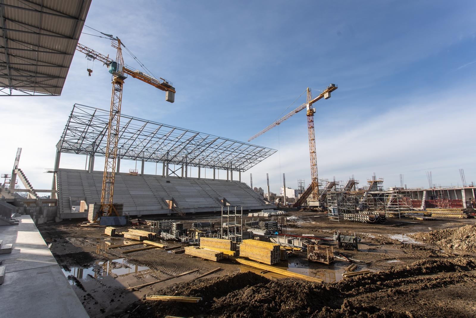 Radovi na izgradnji stadiona Pampas, siječanj 2021.