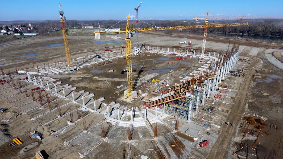 Pogled iz zraka na gradilište novog osječkog stadiona