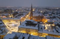 pogled iz zraka nad osijek pod snijegom