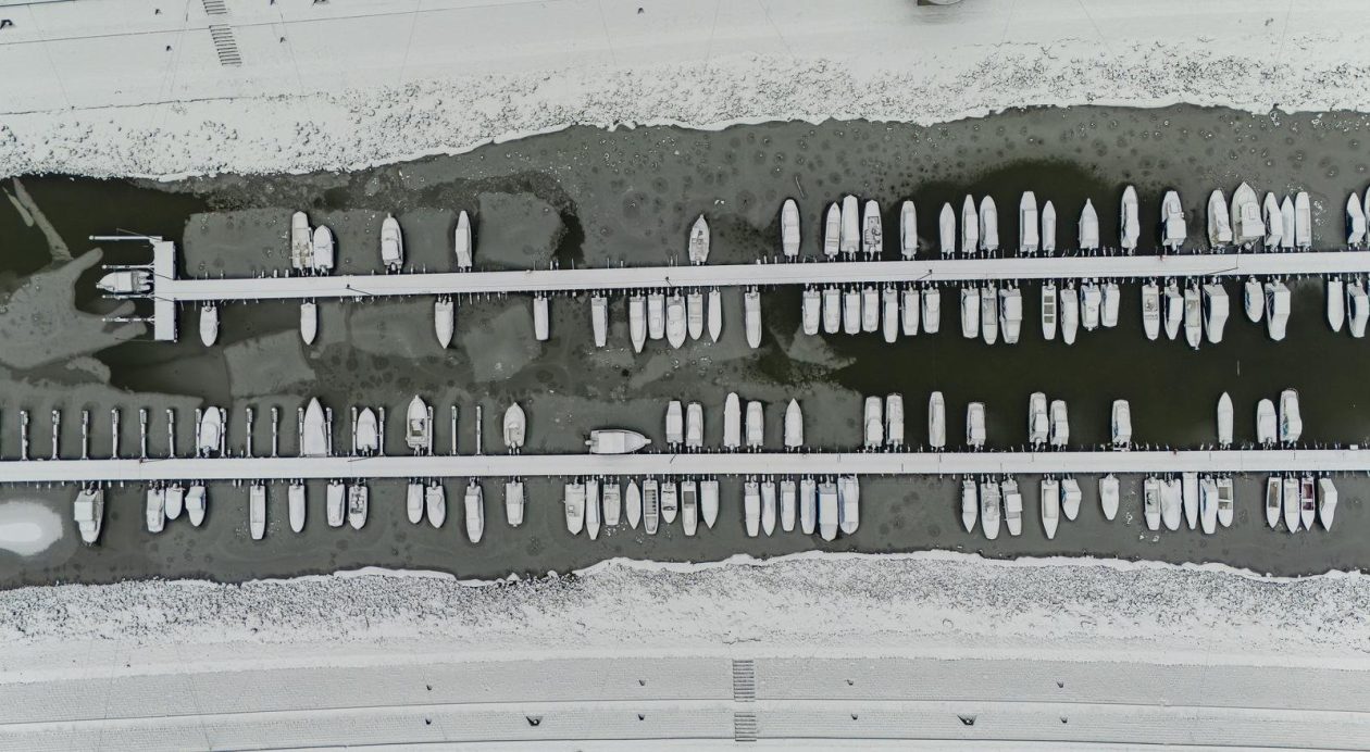 pogled iz zraka nad osijek pod snijegom