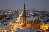 pogled iz zraka nad osijek pod snijegom