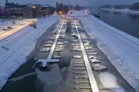 pogled iz zraka nad osijek pod snijegom