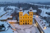 pogled iz zraka nad osijek pod snijegom