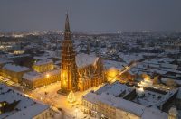 pogled iz zraka nad osijek pod snijegom