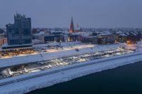 pogled iz zraka nad osijek pod snijegom