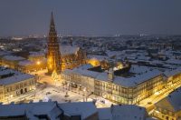 pogled iz zraka nad osijek pod snijegom