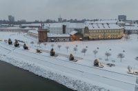 pogled iz zraka nad osijek pod snijegom