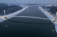 pogled iz zraka nad osijek pod snijegom