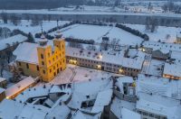 pogled iz zraka nad osijek pod snijegom