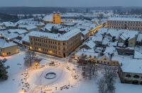 pogled iz zraka nad osijek pod snijegom