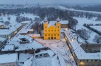 pogled iz zraka nad osijek pod snijegom