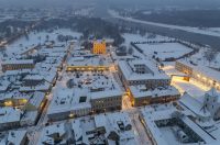 pogled iz zraka nad osijek pod snijegom