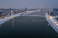 pogled iz zraka nad osijek pod snijegom