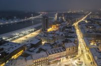 pogled iz zraka nad osijek pod snijegom