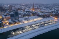 pogled iz zraka nad osijek pod snijegom