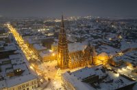 pogled iz zraka nad osijek pod snijegom