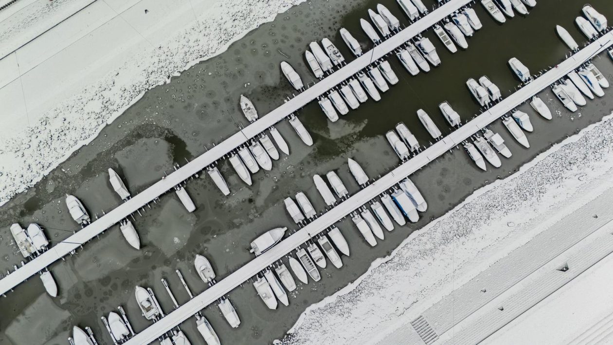 pogled iz zraka nad osijek pod snijegom