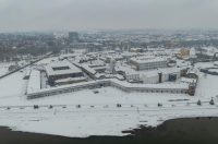 pogled iz zraka nad osijek pod snijegom