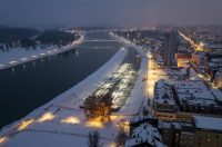 pogled iz zraka nad osijek pod snijegom