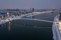 pogled iz zraka nad osijek pod snijegom