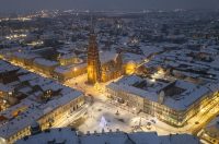 pogled iz zraka nad osijek pod snijegom