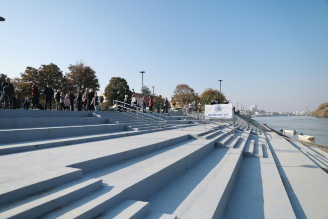 Osijek: Otvorenje nove dionice promenade kojom se spajaju Donji i Gornji grad šetnicom uz rijeku Dravu