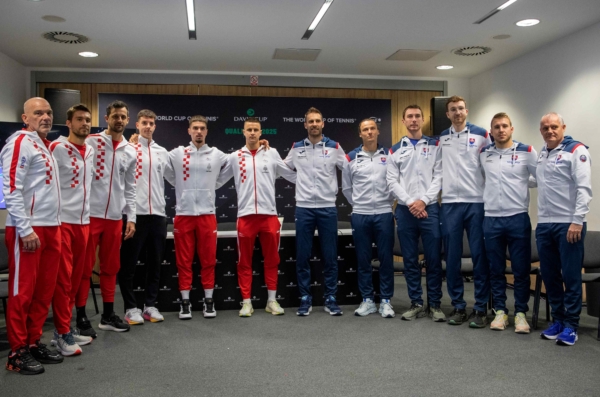 Team Croatia i team Slovakia_Davis Cup Osijek_20250130