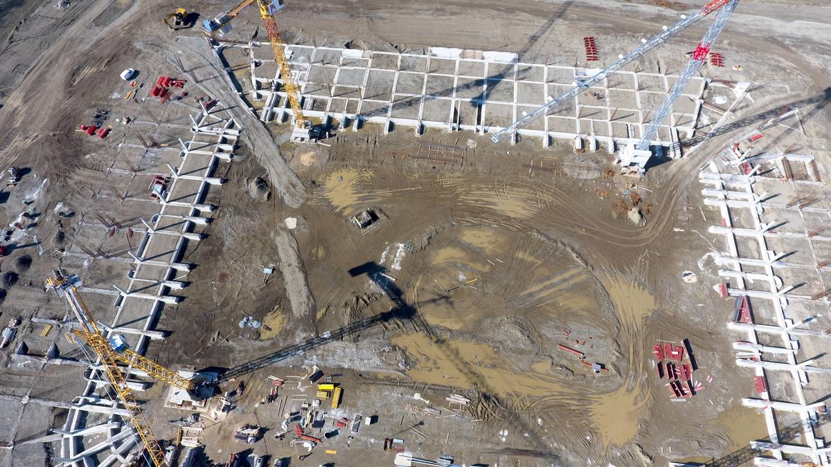 Pogled iz zraka na gradilište novog osječkog stadiona