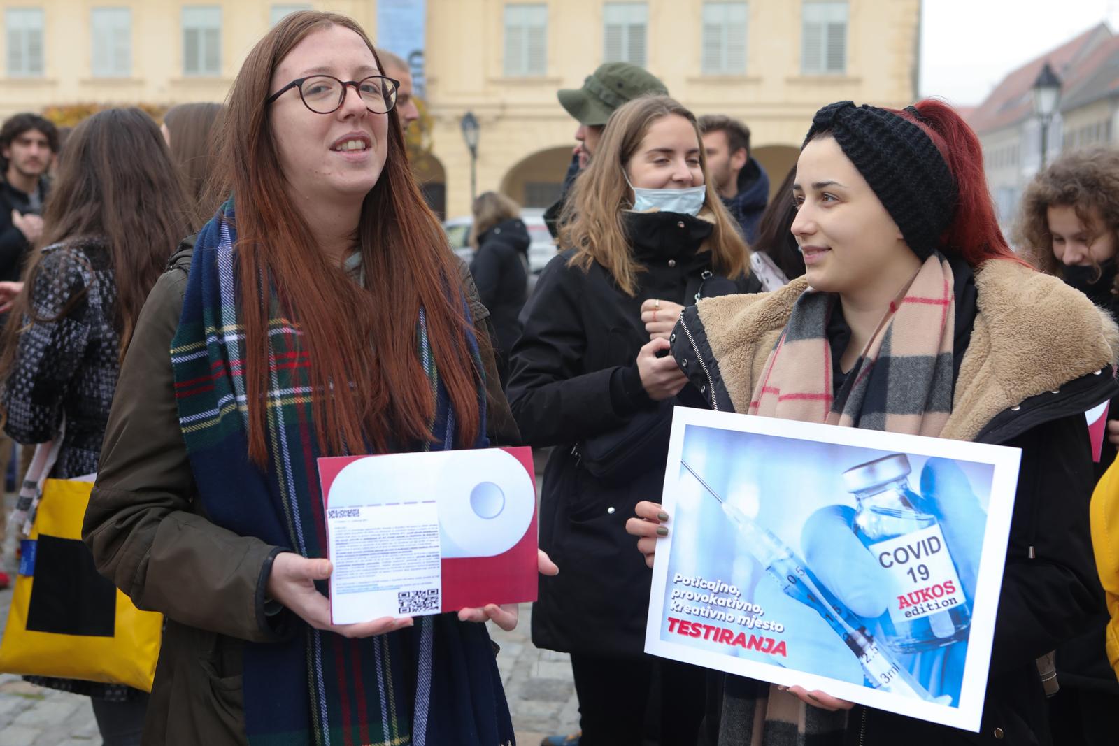 Osječki studenti prosvjedovali protiv obaveznih Covid potvrda na fakultetima