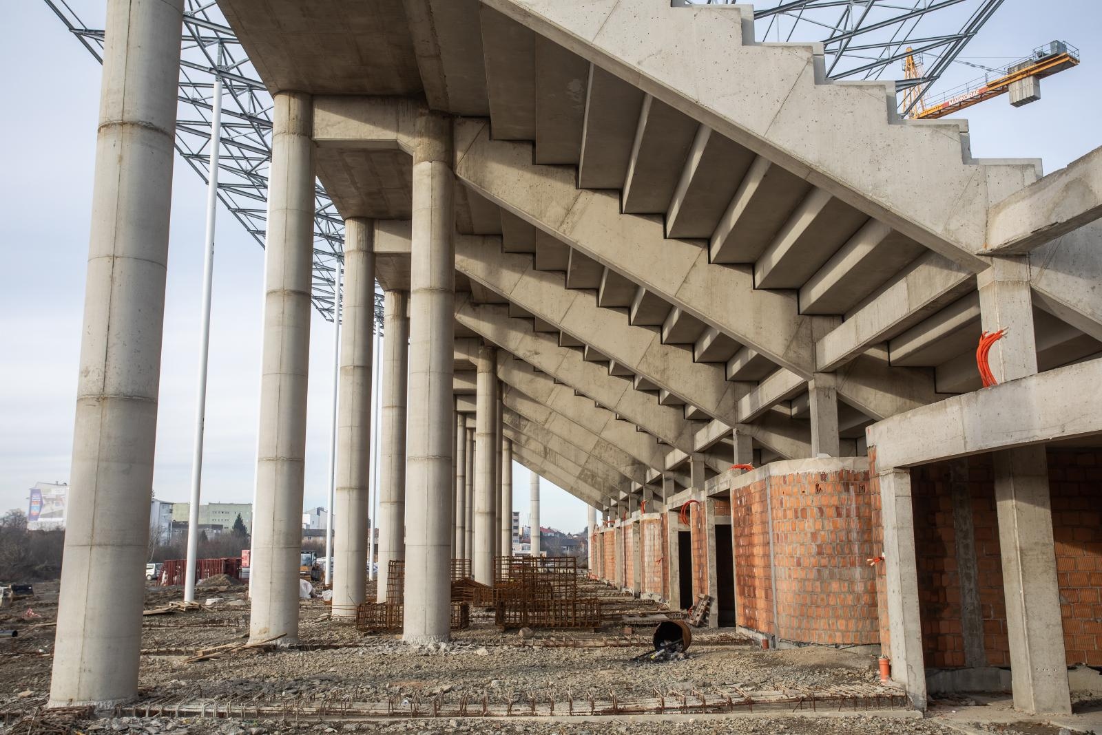 Radovi na izgradnji stadiona Pampas, siječanj 2021.