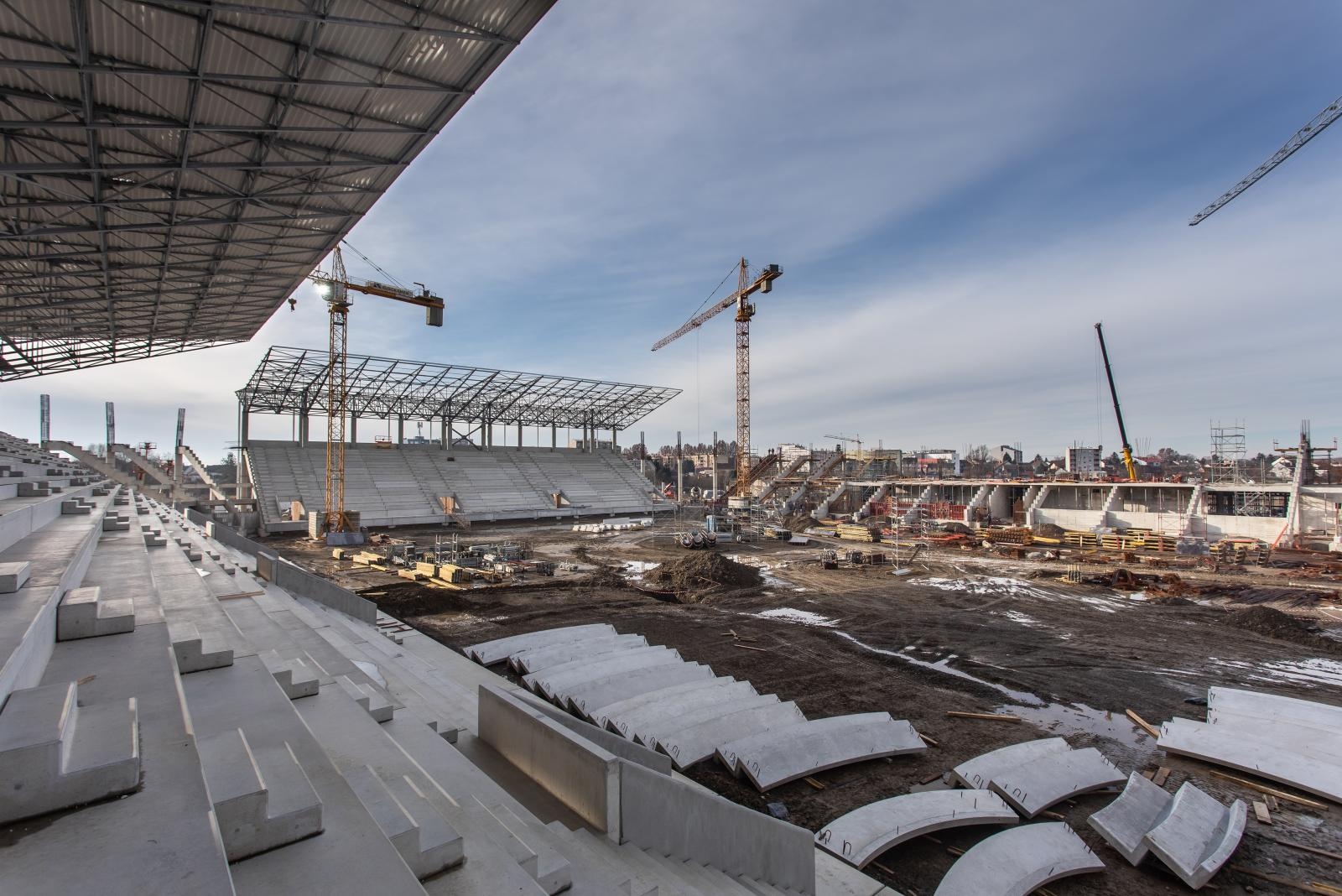 Radovi na izgradnji stadiona Pampas, siječanj 2021.