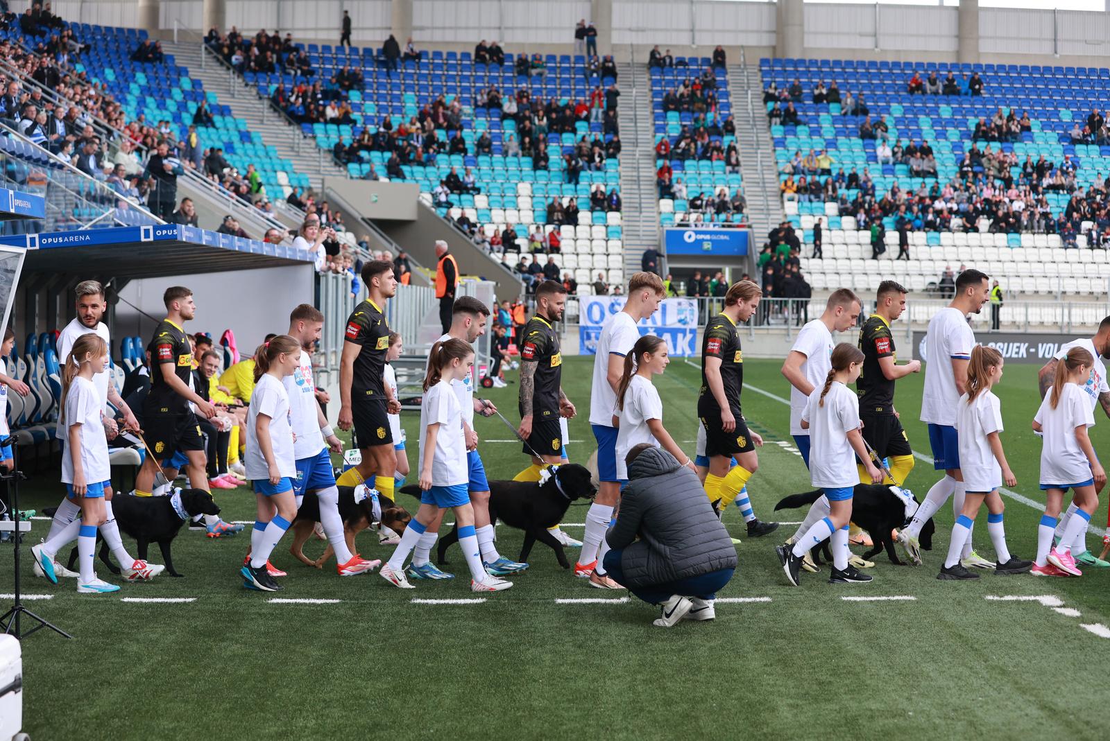 S nogometašima Osijeka na teren istrčali i psi iz azila